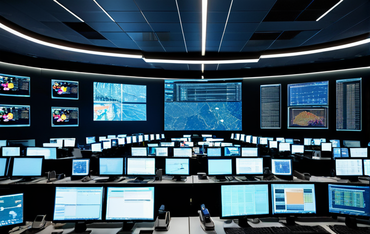 Modern Security Operations Center**

"A brightly lit, modern security operations center (SOC) filled with analysts monitoring large screens displaying real-time data, fully clothed in professional attire, safe for work, appropriate content, focus on technology and vigilance, numerous computer screens, perfect anatomy (where visible), natural proportions, professional, family-friendly, high resolution."

**